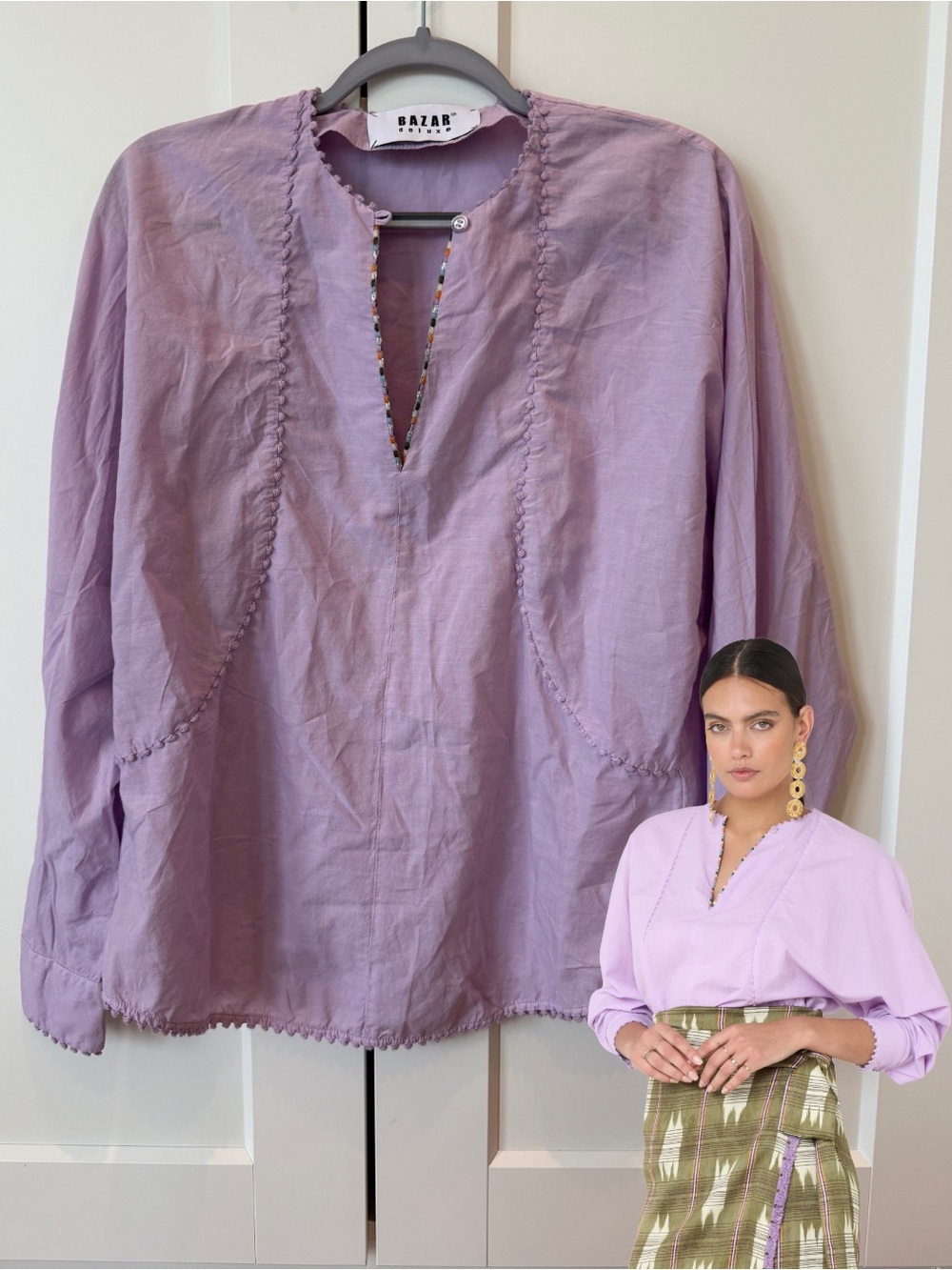Lilac Cotton Tunic Top Bazar Deluxe
